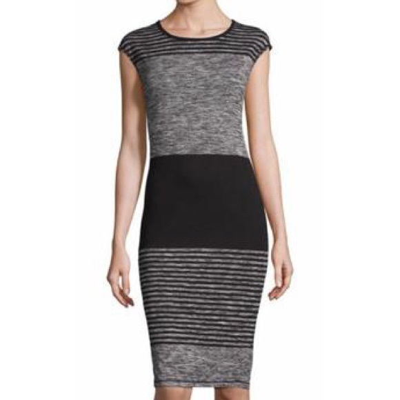 Max Studio Grey Marled Striped Knit Dress XL - Picture 2 of 6